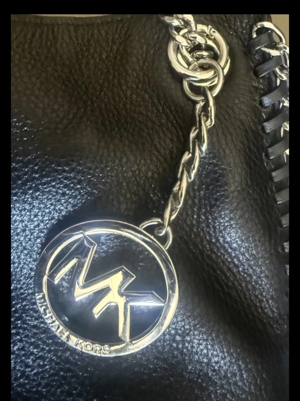 Michael Kors Black Leather Chain-Trim Hobo Bag - Picture 2 of 12